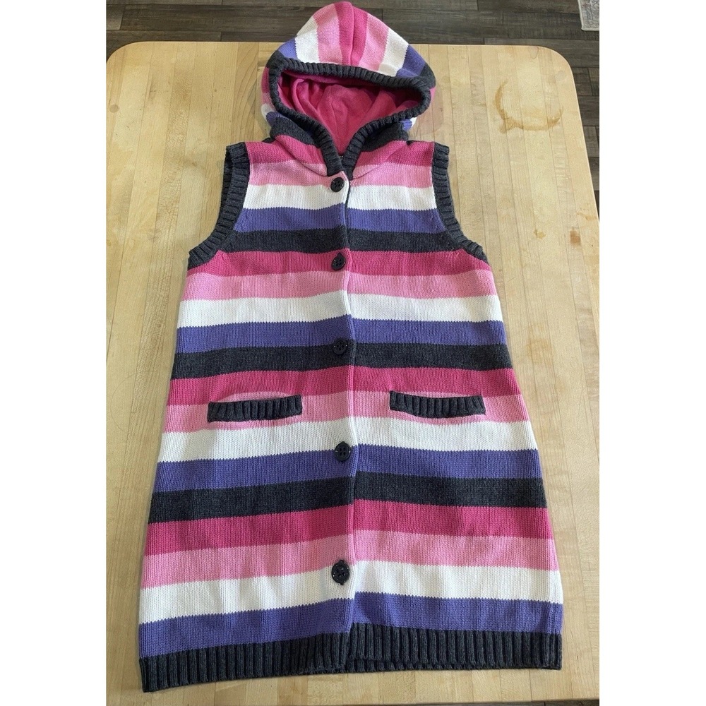 Gymboree Girls Hooded Sleeveless Sweater Tunic with Pockets (S) 5-6 100% Cotton